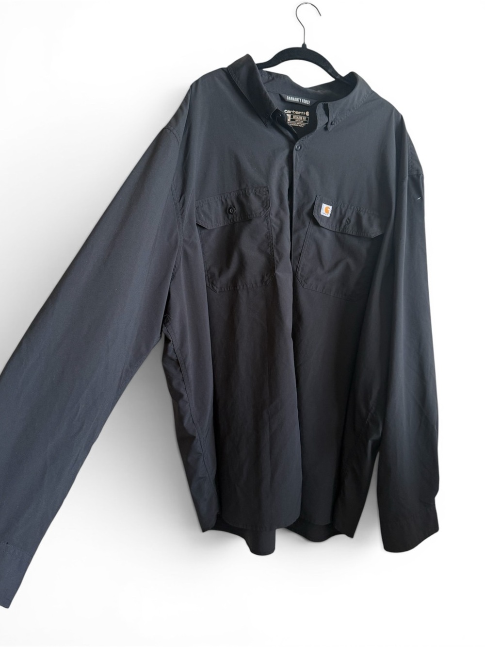 Carhartt Force Button Down Shirt 4XL Relaxed Fit Black Work Shirt TW5291
